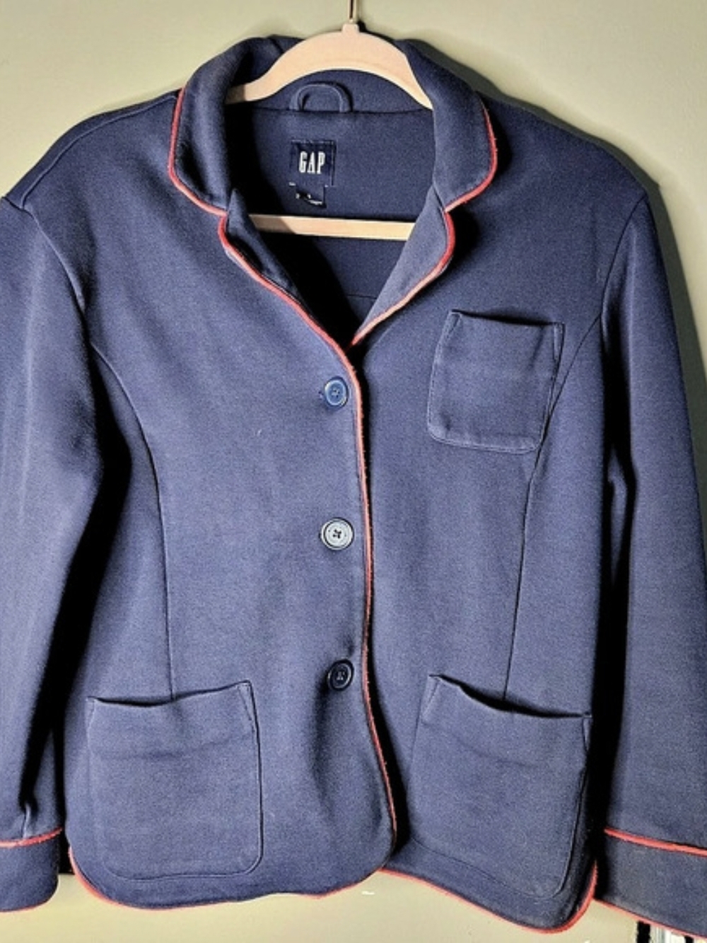 Gap Ponte Academy Blazer Blue & Red Size Large Ptp 22" Length 24"